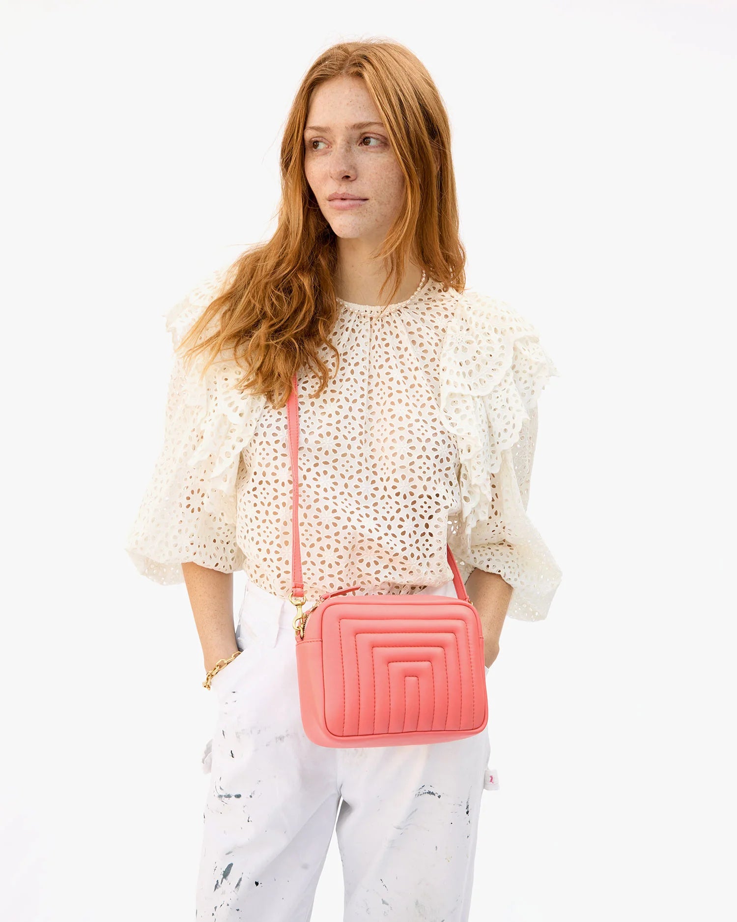 Midi Sac - Bright Coral Channel Quilted
