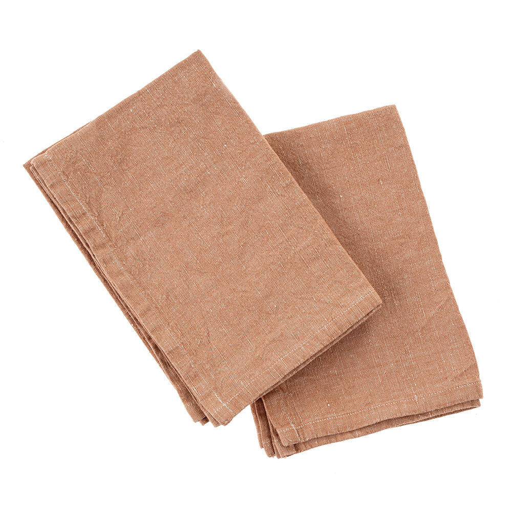 Set of 2 Stonewashed Linen Tea Towels - Terracotta