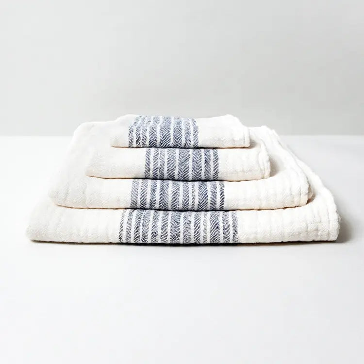 Organic  Towels - Navy Stripe