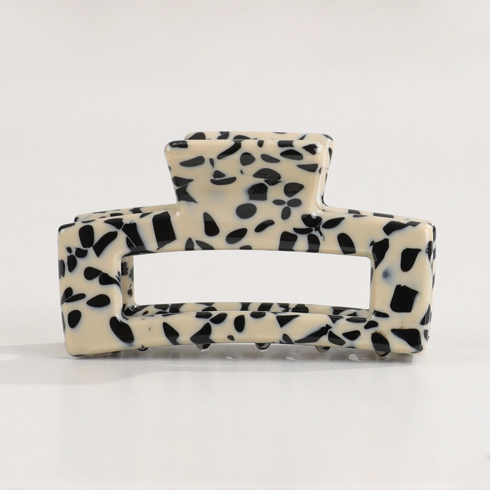 Mini Rectangle Claw Clip - Black/Beige Speckle