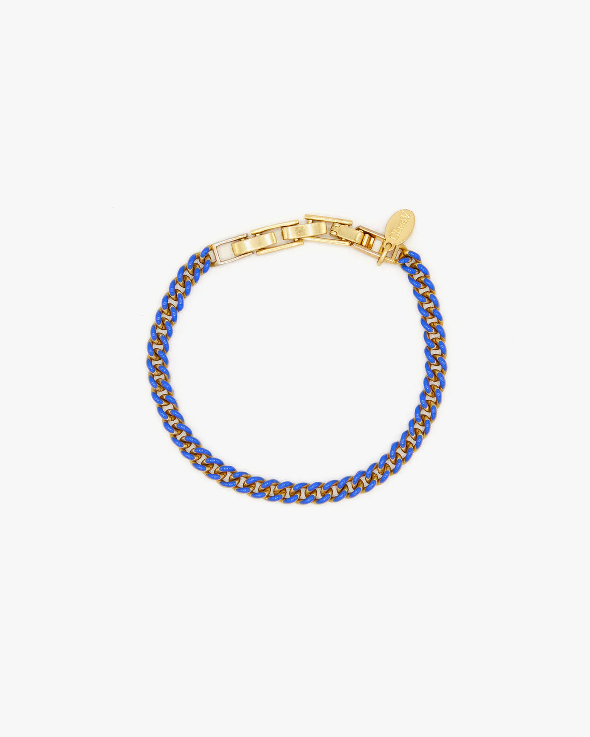 Enamel Curb Chain Bracelet - Bright Cobalt/Vintage Gold