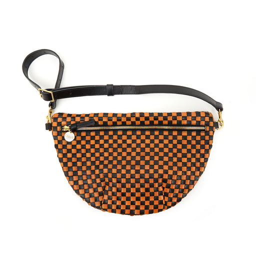 Clare V Moyen Messenger Handbag Woven Checker Black/Natural HB-SH-MY-1