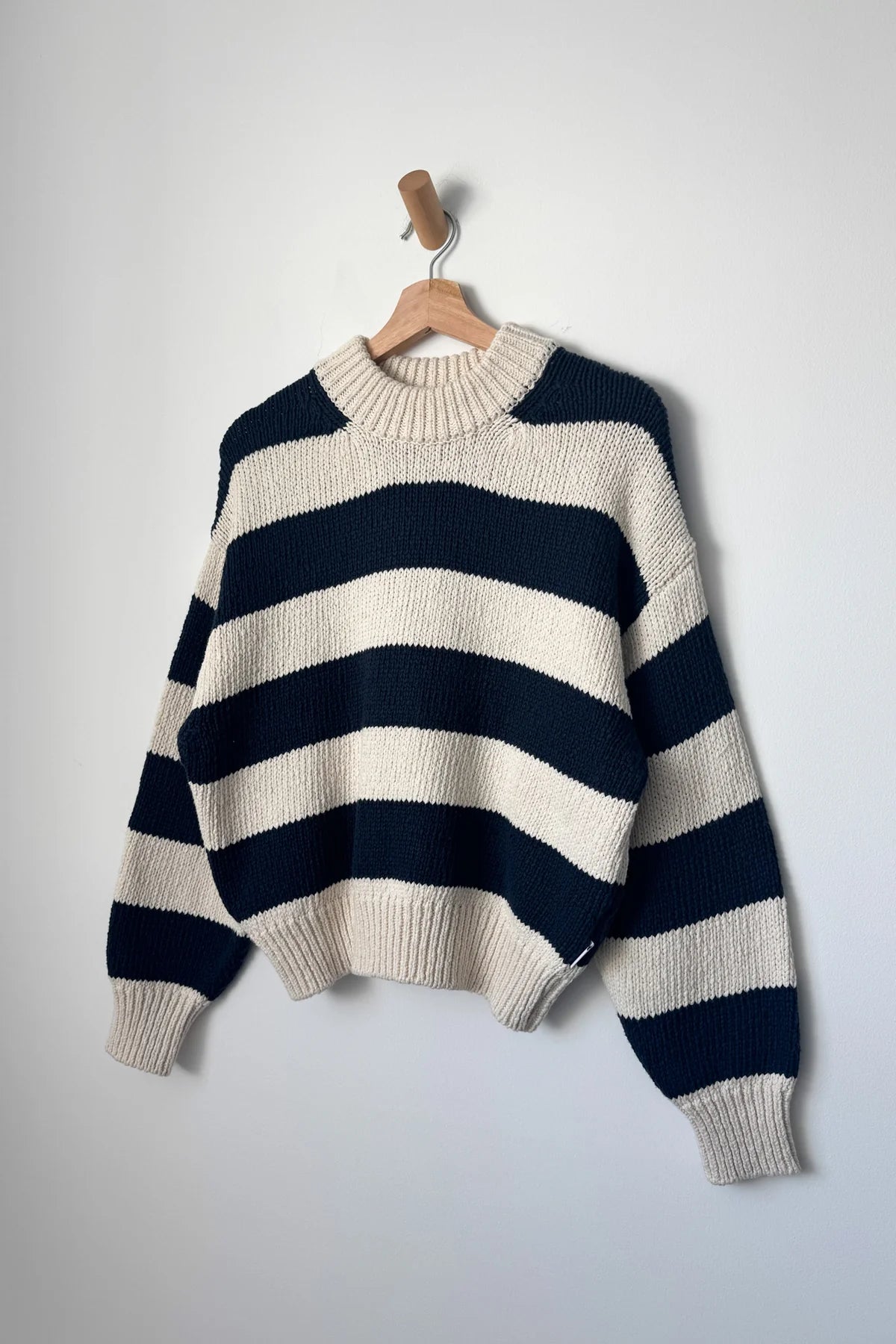 Zoe Cotton Sweater - Navy Stripe