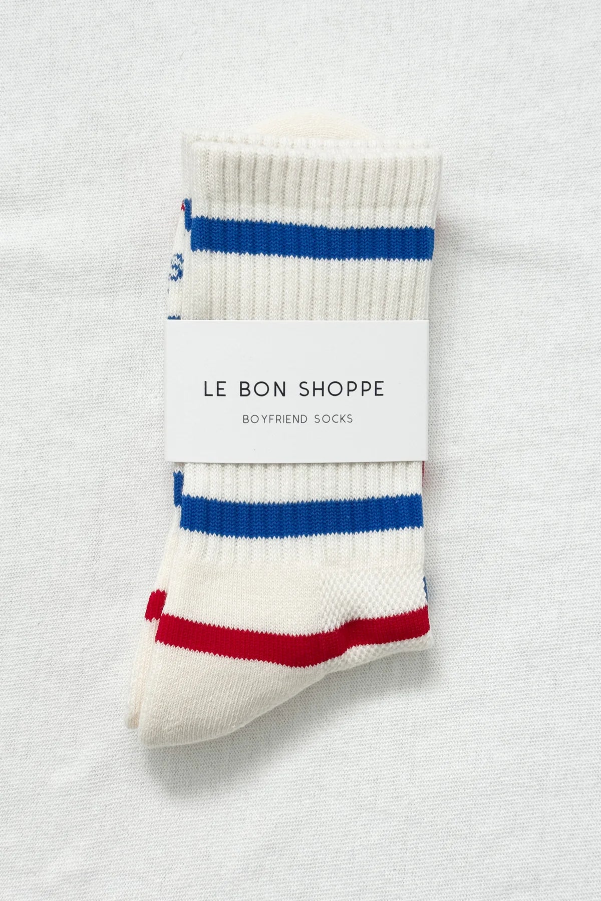 Striped Boyfriend Socks - Red + Blue Stripe