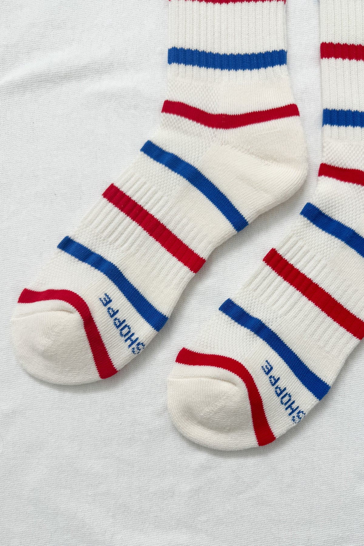 Striped Boyfriend Socks - Red + Blue Stripe