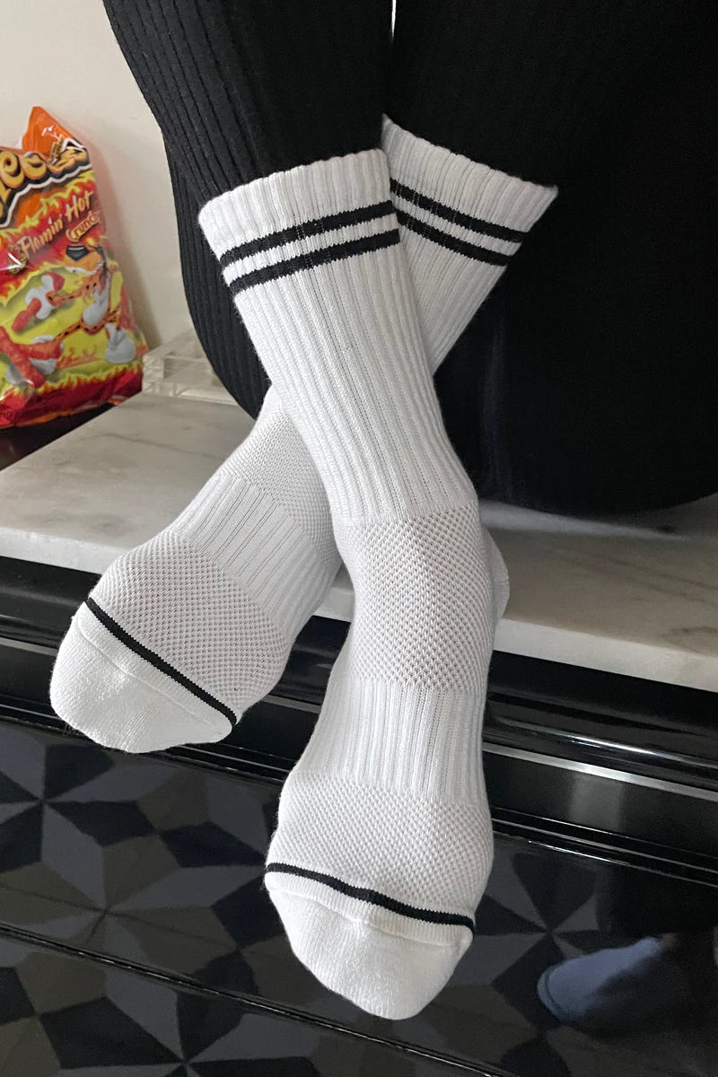 Extended Boyfriend Socks - Classic White