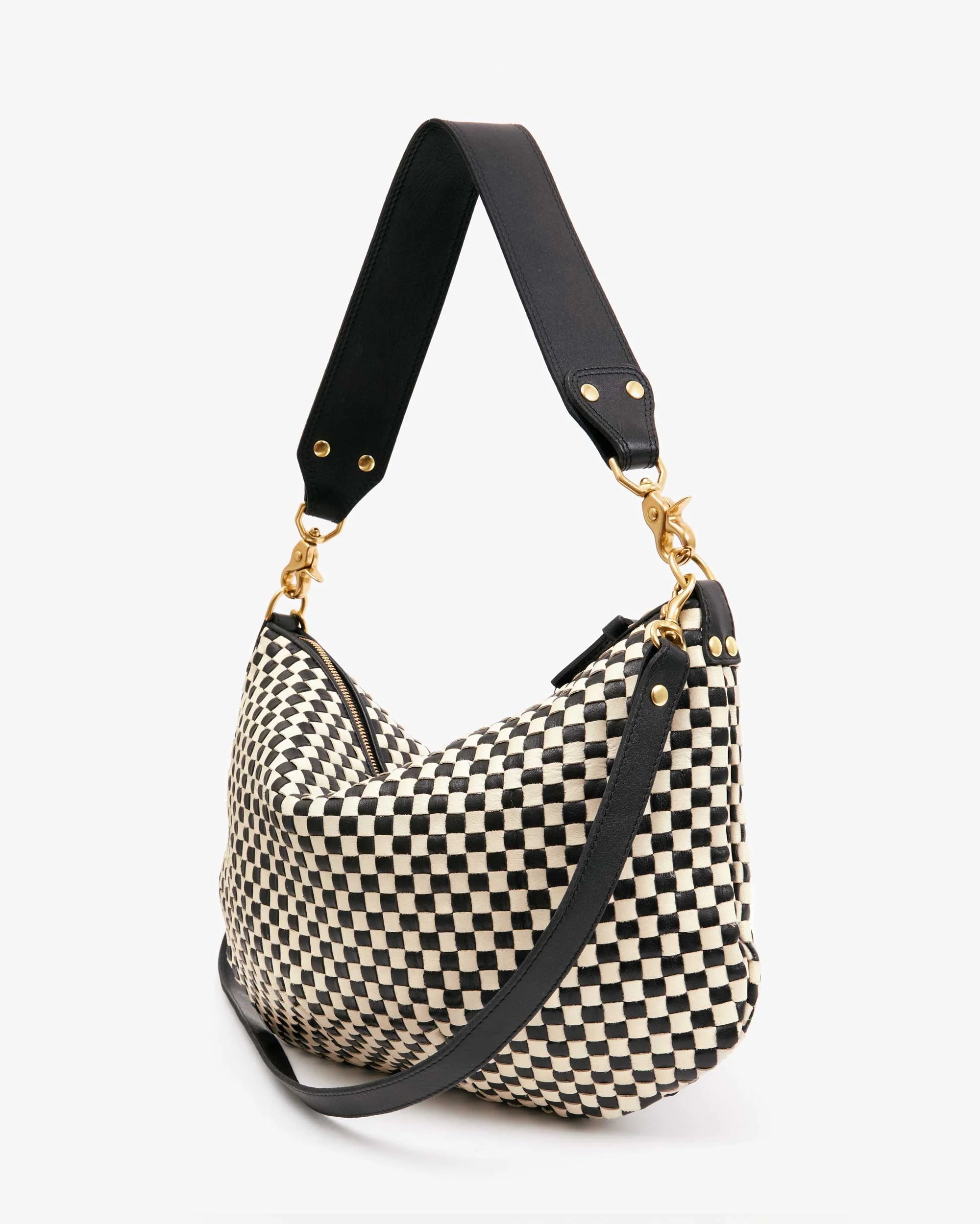 Moyen Messenger - Black + Cream Woven Checker