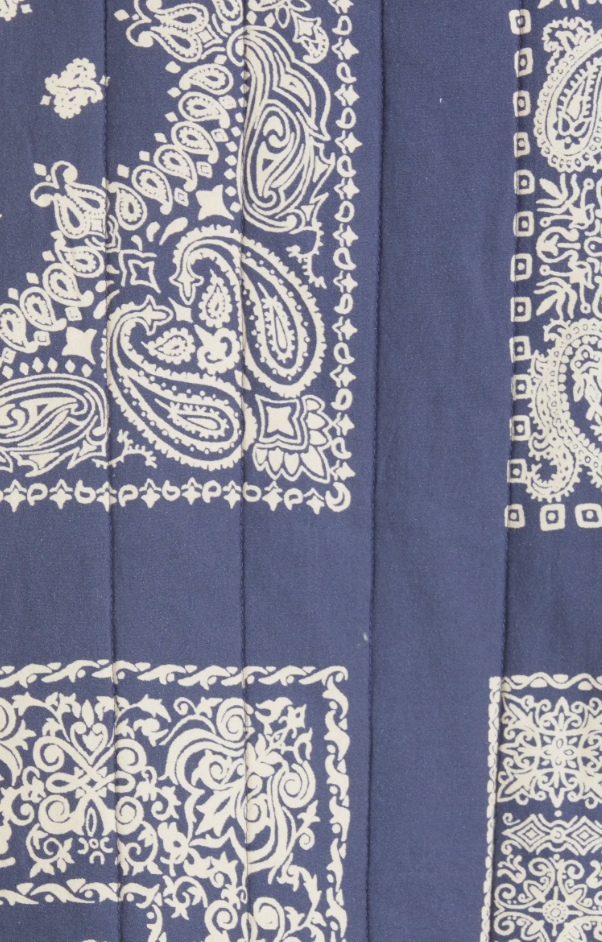 Quilted Bomber in Navy Bandana