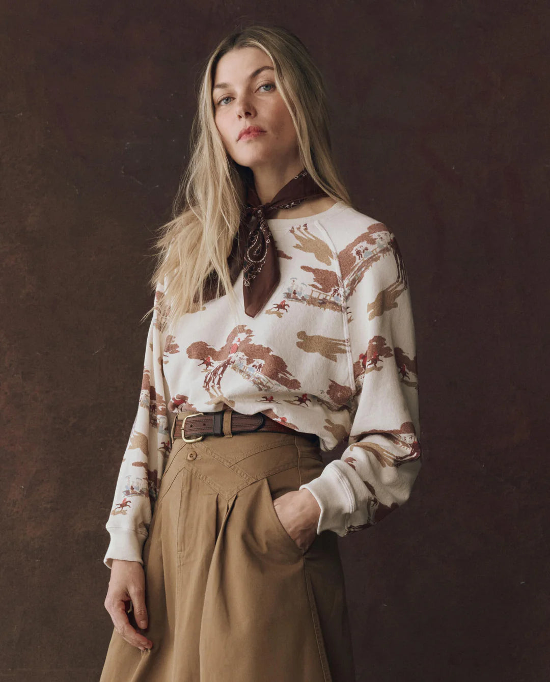 The Slouch Sweatshirt - Riding Horses Print