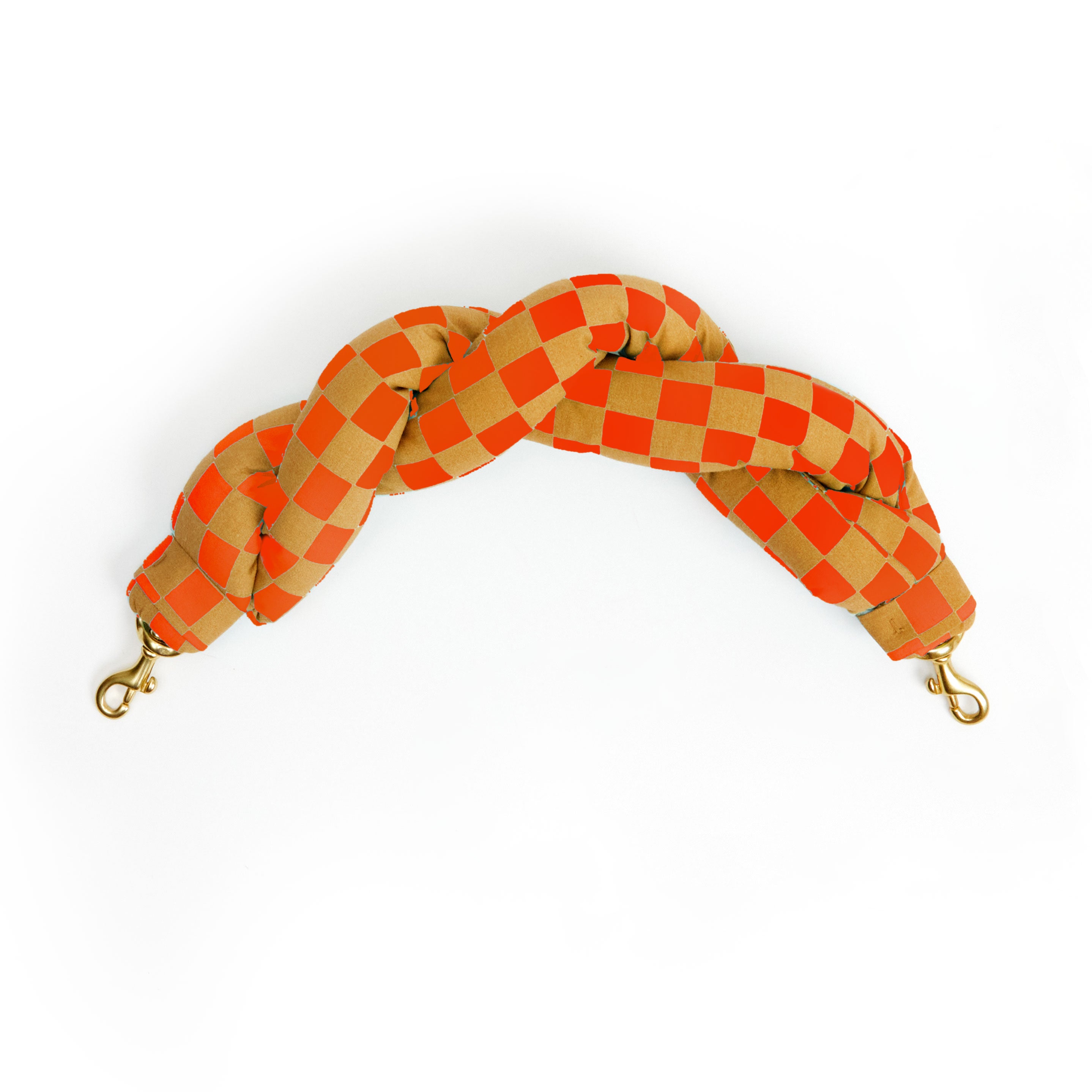 Twisted Puff Top Handle - POPPY & KHAKI QUILTED CHECKER