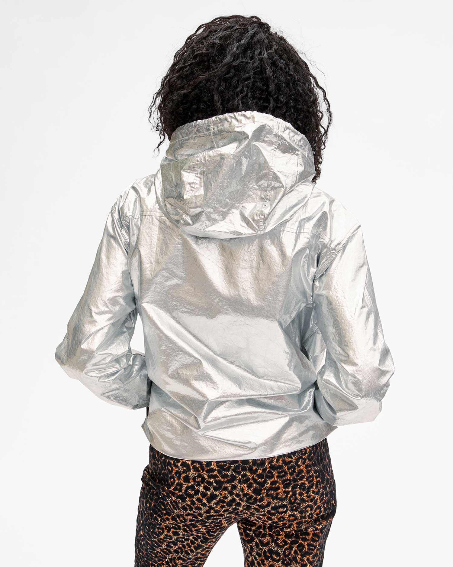 Theo Anorak Jacket - Silver Metallic Coated Cotton