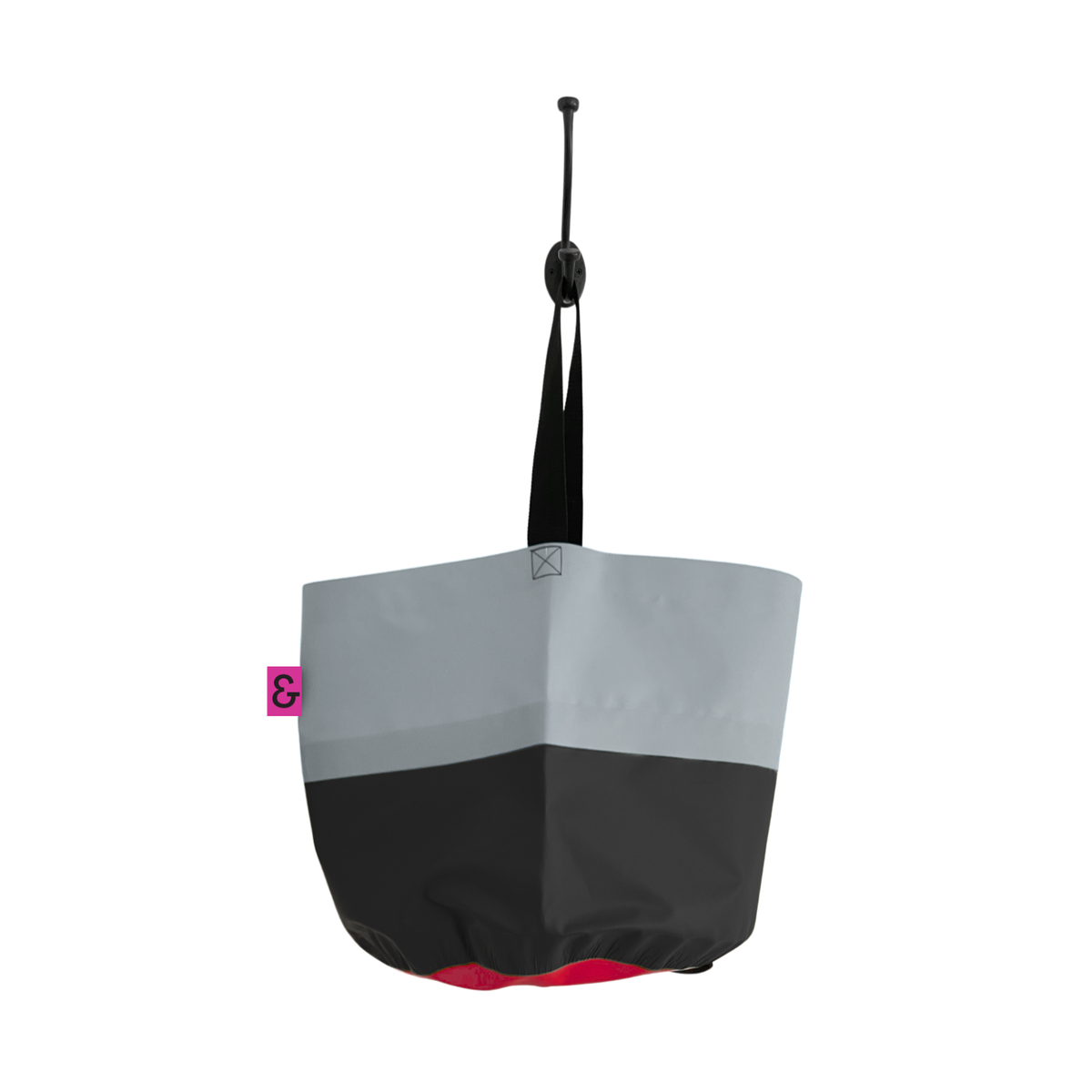 Collapsible Utility Tote - Gray/Black with Red Bottom