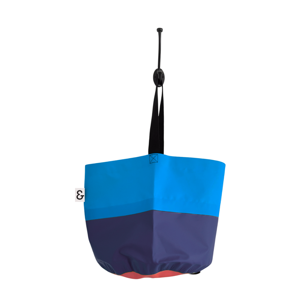 Collapsible Utility Tote -Blue/Dark Blue with Red Bottom