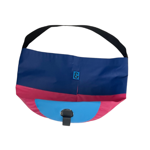 Collapsible Utility Tote - Dark Blue/Pink with Blue Bottom