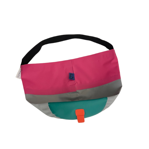 Collapsible Utility Tote - Pink/Gray with Green Bottom