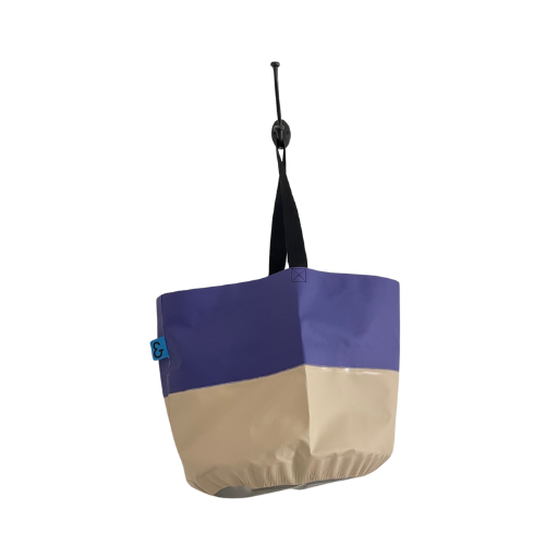 Collapsible Utility Tote - Purple/Tan with Gray Bottom