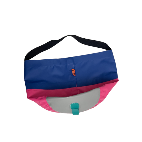 Collapsible Utility Tote - Dark Blue/Pink with Gray Bottom