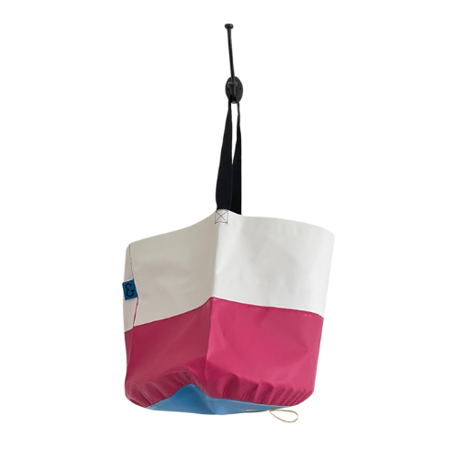 Collapsible Utility Tote - White/PInk with Blue Bottom