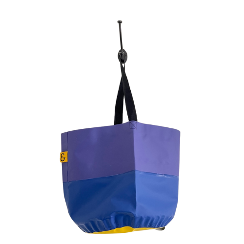 Collapsible Utility Tote - Purple/Dark Blue with Yellow Bottom