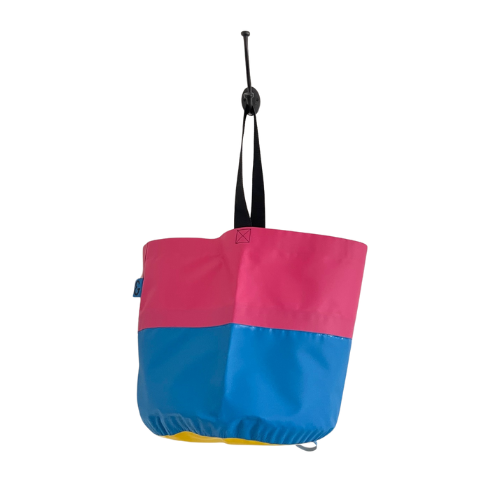 Collapsible Utility Tote - Pink/Blue with Yellow Bottom