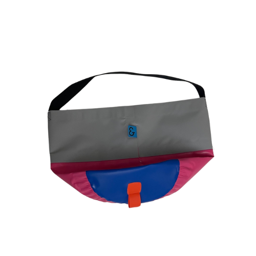 Collapsible Utility Tote - Gray/Pink with Dark Blue Bottom