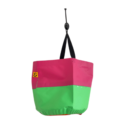 Collapsible Utility Tote - Pink/Green with Orange Bottom