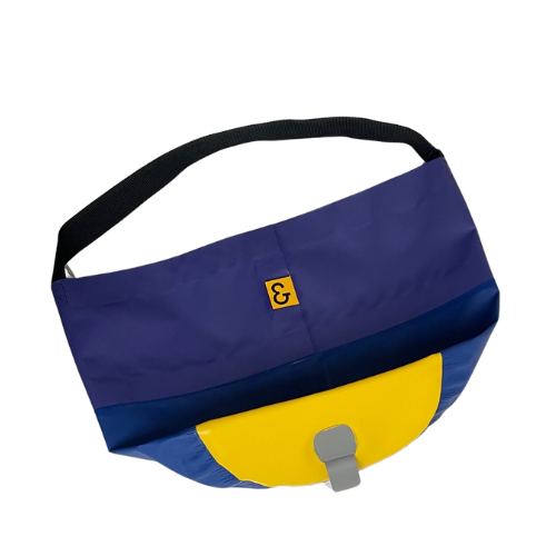 Collapsible Utility Tote - Purple/Dark Blue with Yellow Bottom