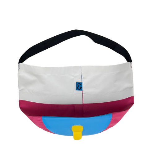 Collapsible Utility Tote - White/PInk with Blue Bottom