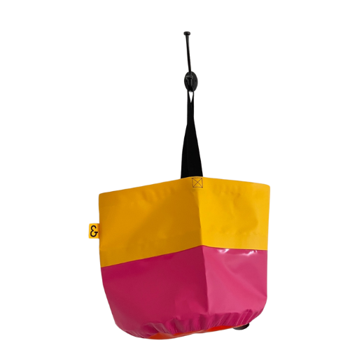 Collapsible Utility Tote - Yellow/Pink with Orange Bottom
