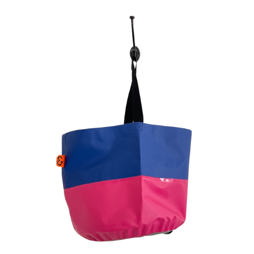 Collapsible Utility Tote - Dark Blue/Pink with Gray Bottom