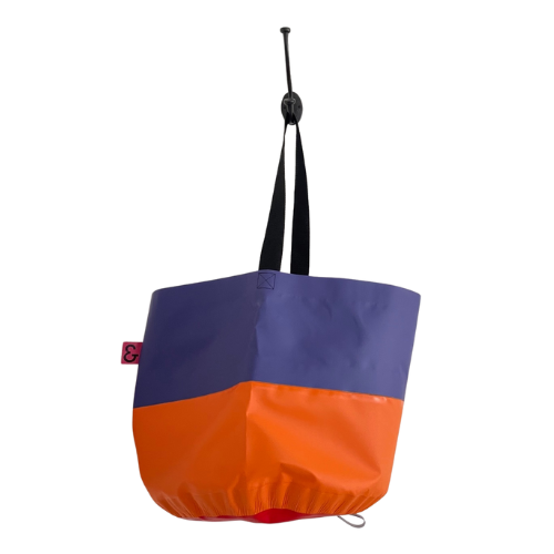 Collapsible Utility Tote - Purple/Orange with Red Bottom