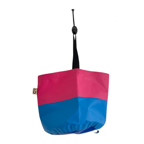 Collapsible Utility Tote - Pink/Blue with Blue Bottom