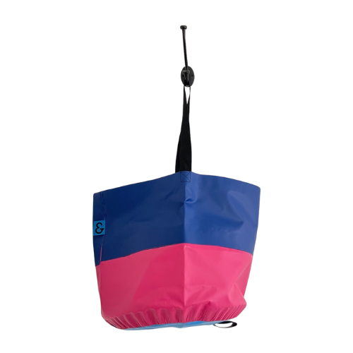 Collapsible Utility Tote - Dark Blue/Pink with Blue Bottom