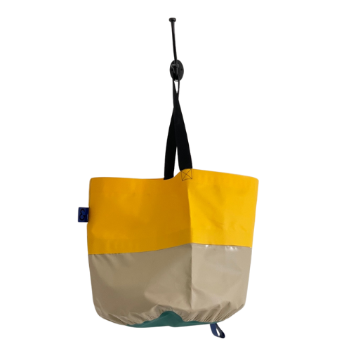 Collapsible Utility Tote - Yellow/Tan with Green Bottom