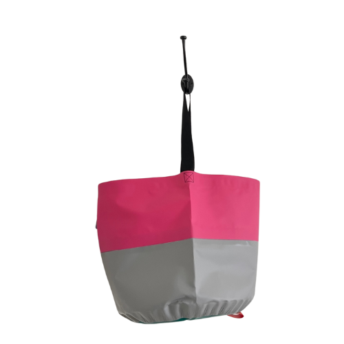Collapsible Utility Tote - Pink/Gray with Green Bottom