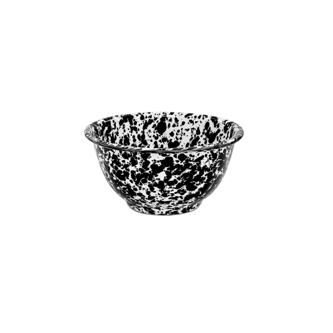 Enamel Footed Bowl - Black Splatter