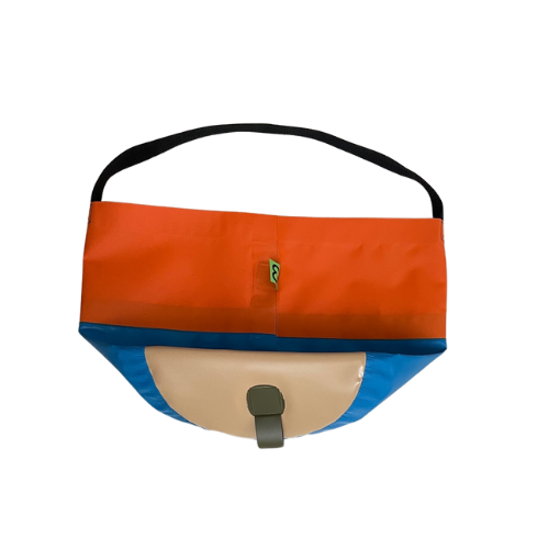 Collapsible Utility Tote - Orange/Blue with Tan Bottom
