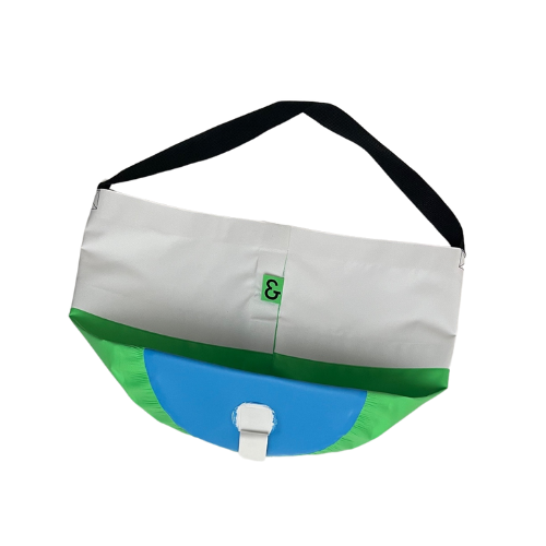 Collapsible Utility Tote - White/Green with Blue Bottom