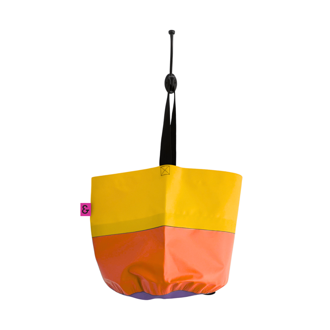 Collapsible Utility Tote -Yellow/Orange with Purple Bottom