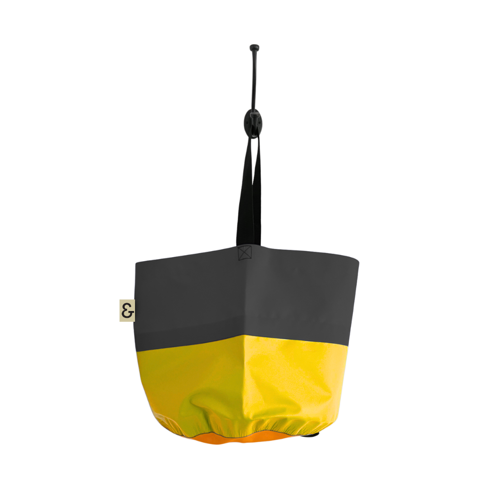 Collapsible Utility Tote - Black/Yellow with Orange Bottom