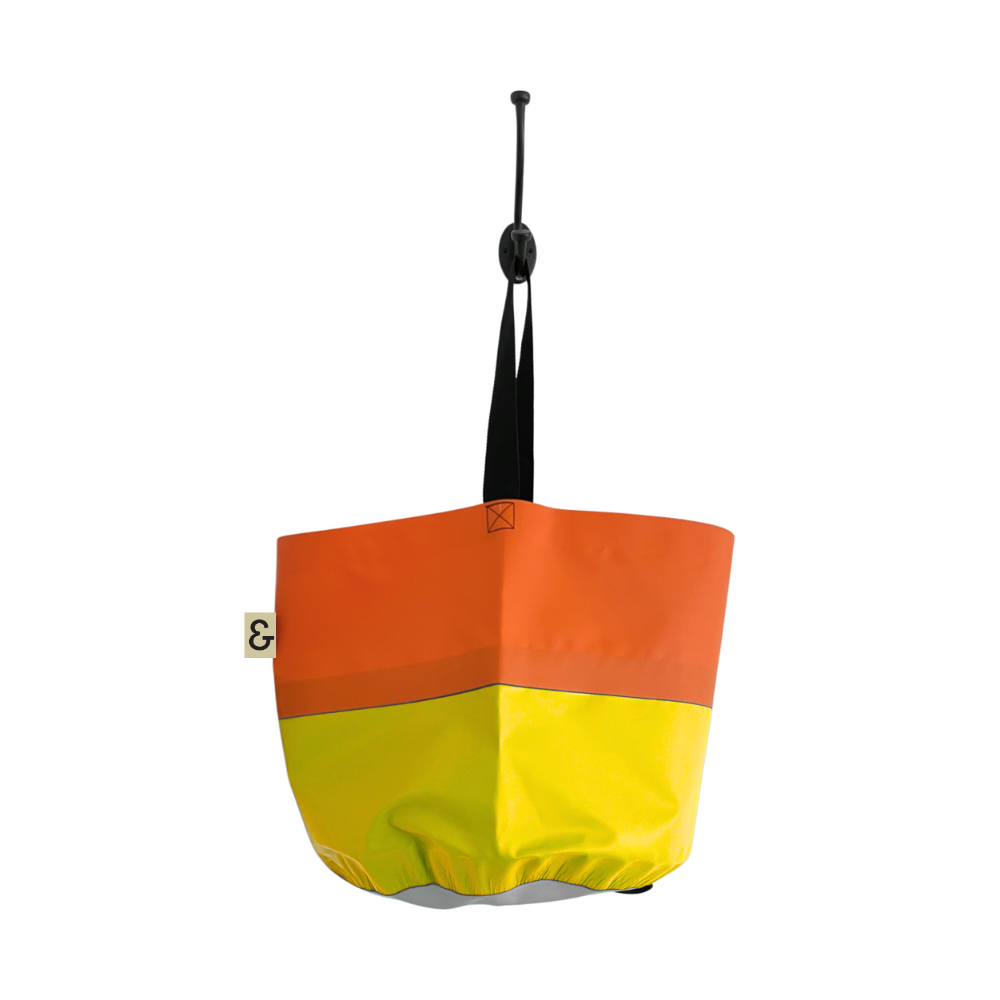 Collapsible Utility Tote - Orange/Yellow with Gray Bottom II