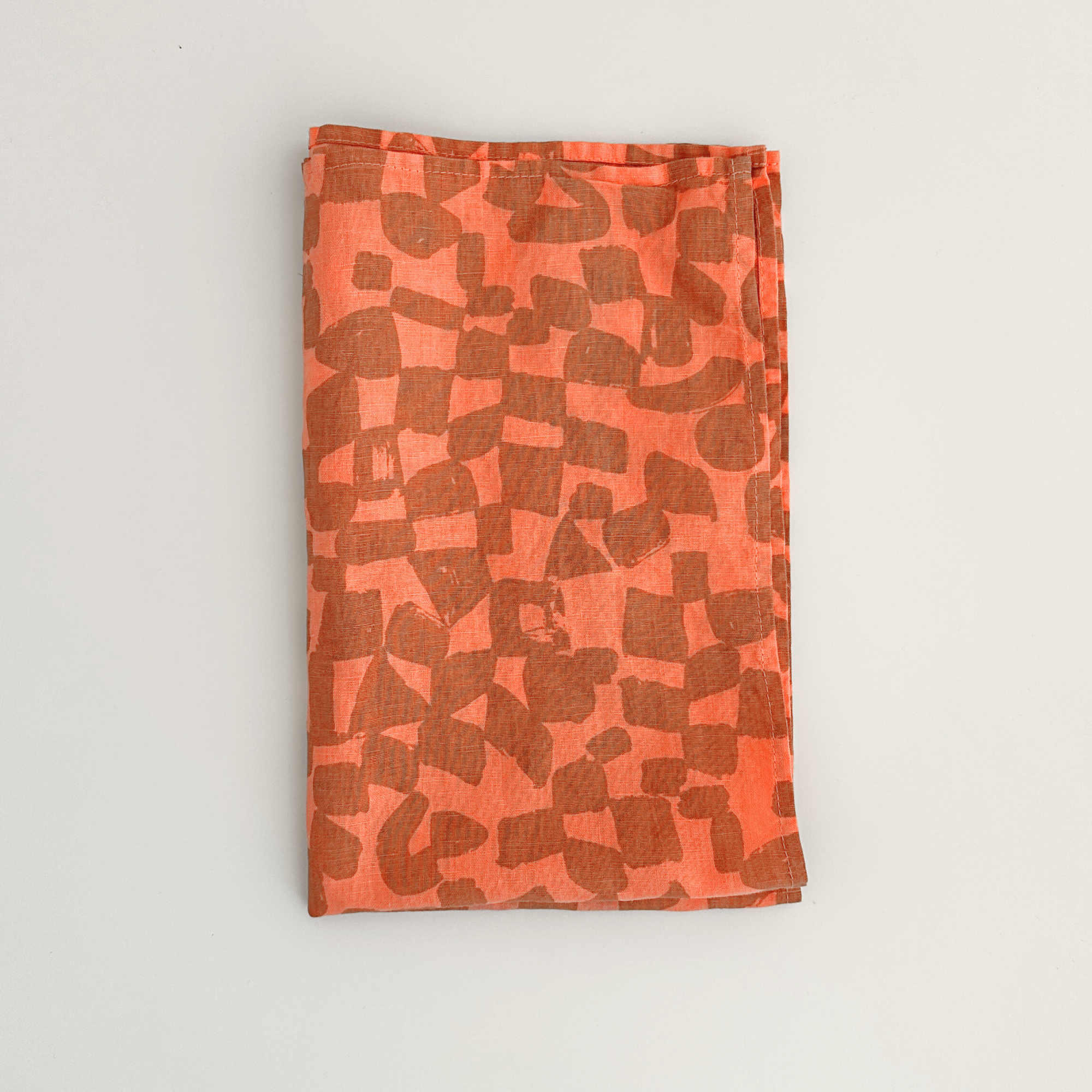 Tea Towel - Amber + Coral Checks