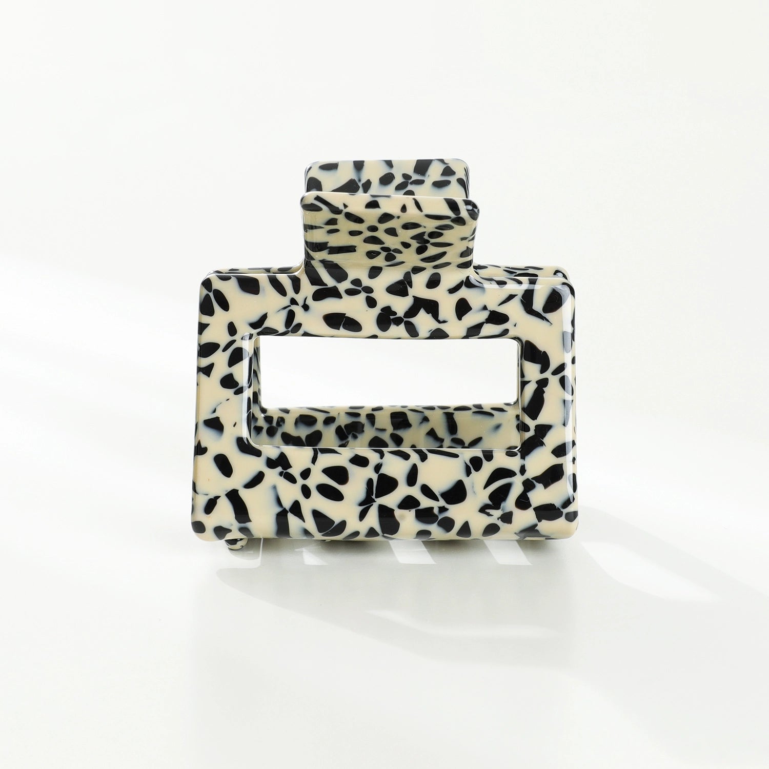 Classic Square Claw Clip - Black/Beige Speckle