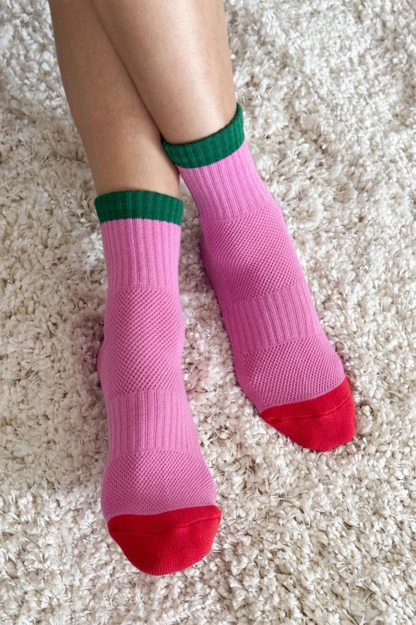 Girlfriend Socks - Colourblock Rose/Green