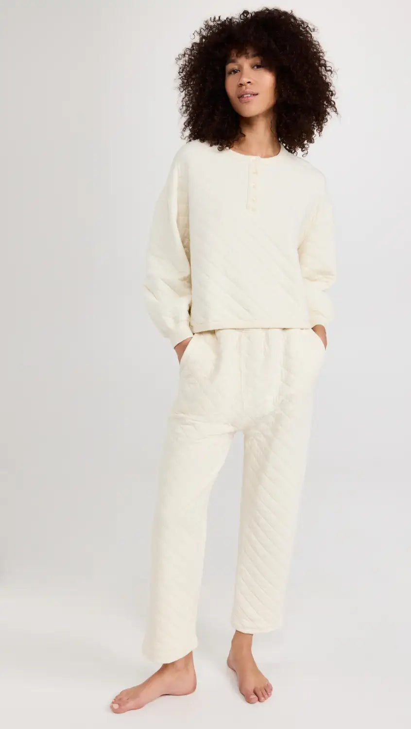 The Quilted Pajama Pant - Washed White