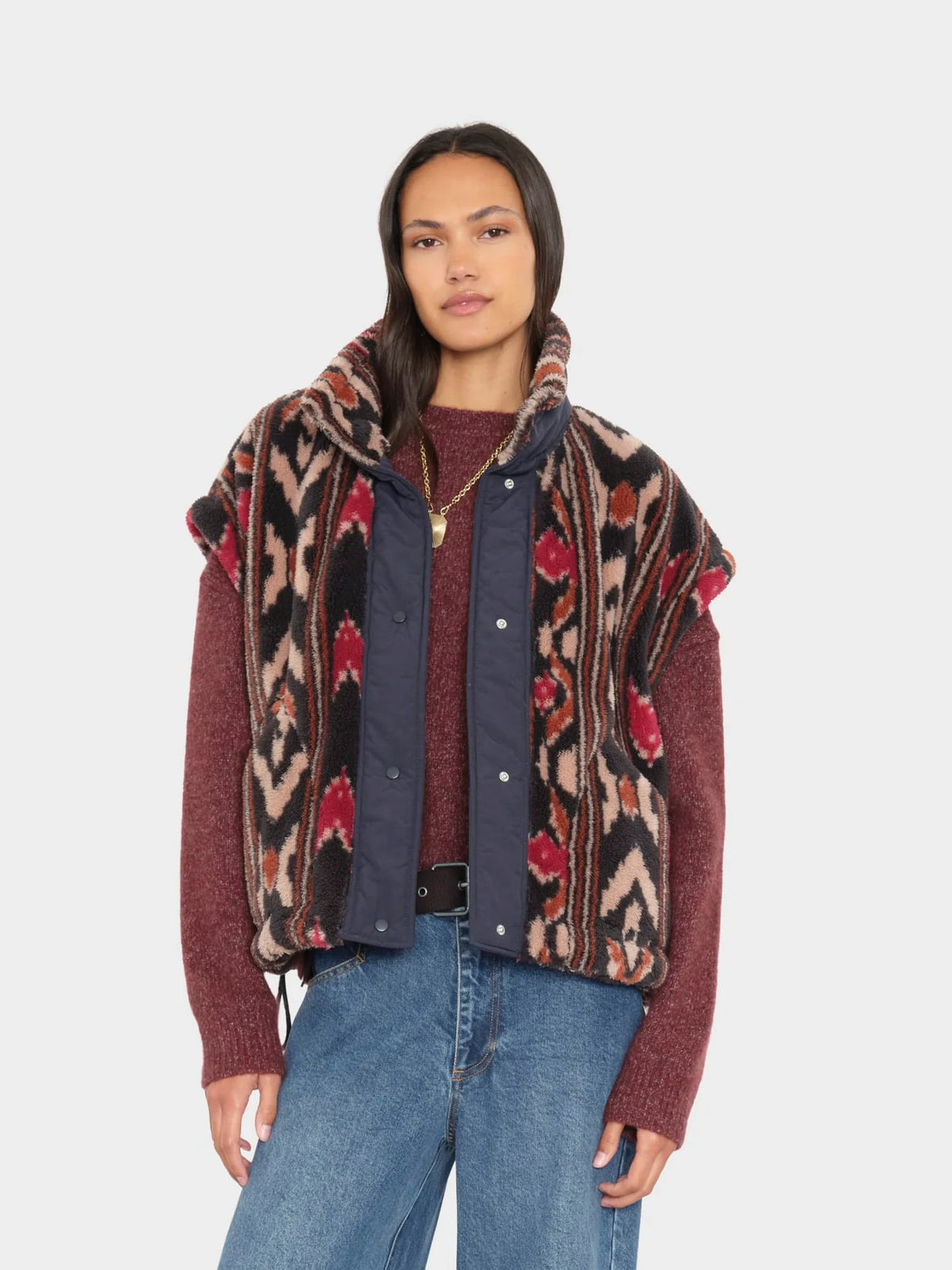 Ravena Vest - Black Ikat