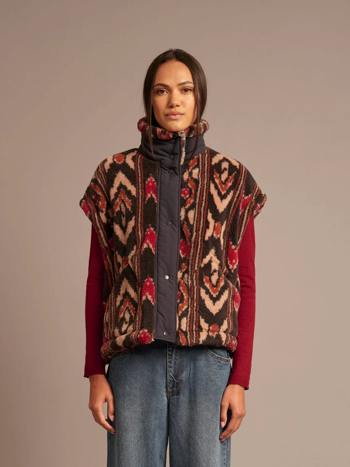 Ravena Vest - Black Ikat