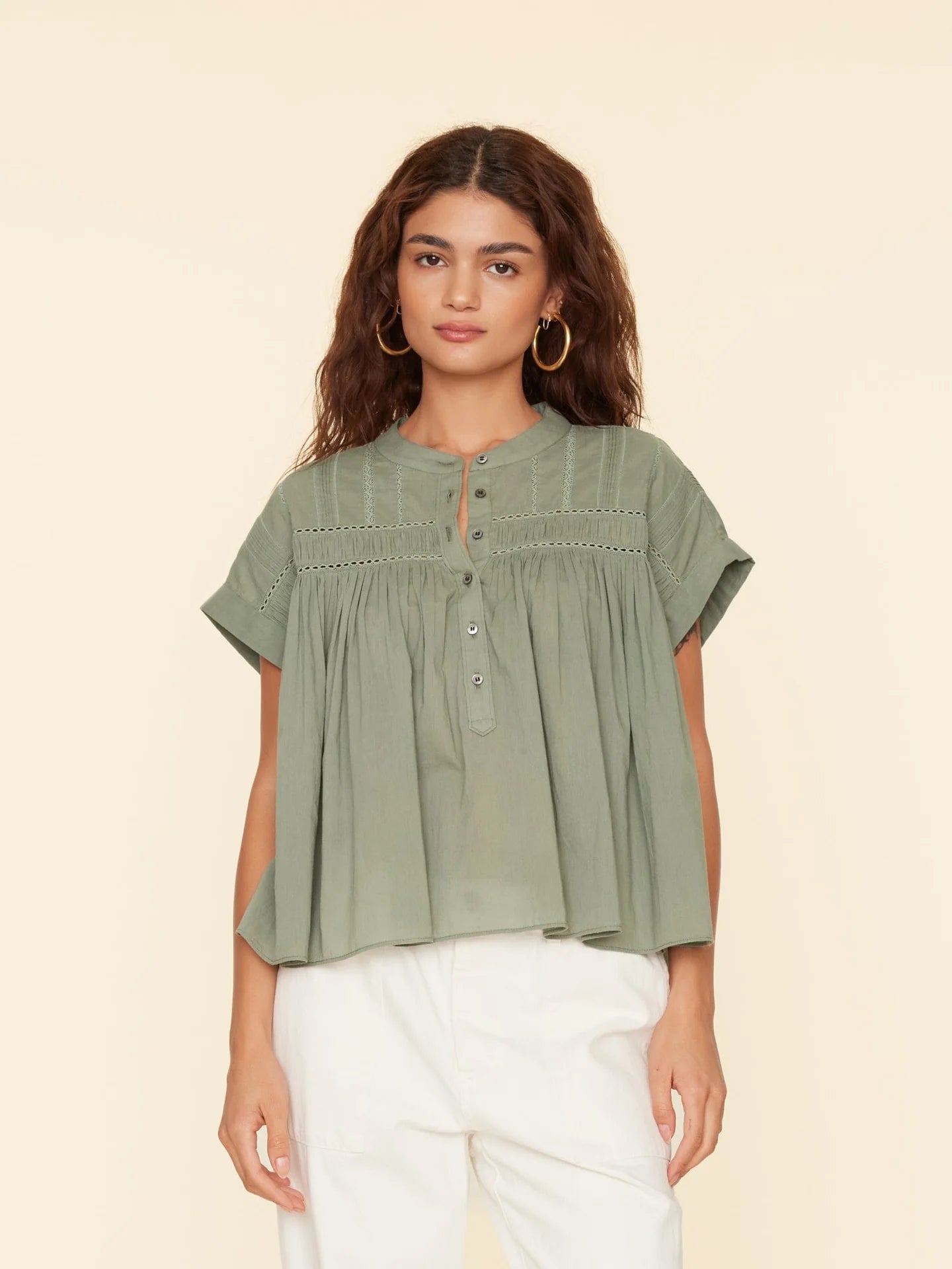 Louelle Top in Green Army