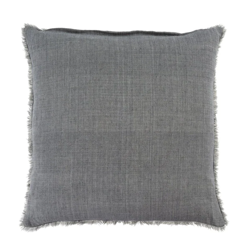 Lina Linen Pillow in Steel Gray