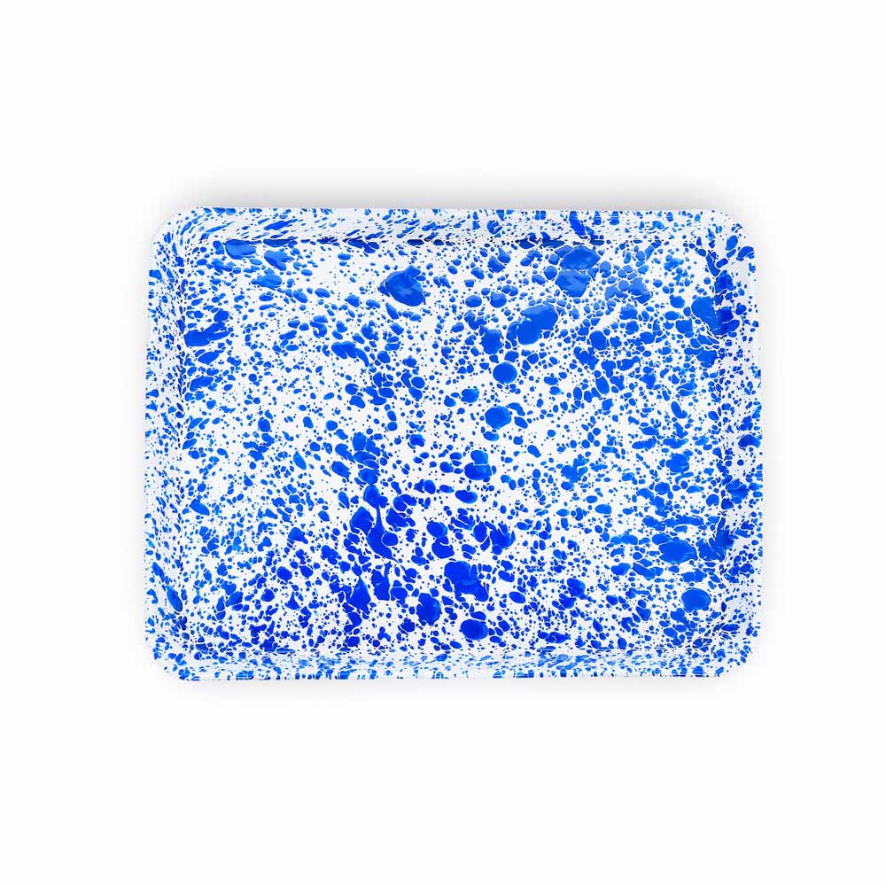 Large Enamel Tray - Blue Splatter